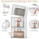 5 Pack Purse Organizer for Closet, Handbag Storage Organizer Stackable Display Case with Magnetic Door, Closet Storage Bins for Handbag, Purse, Backpack, Collectibles, White