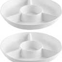 White Chip and Dip Serving Set, Divided Serving Platter Set, 4 Section Appetizers and Cheeses Serving Tray, Compartment Dishes for Party, Christmas, Dessert, Fruit, Candy, 13-inch, Set of 2