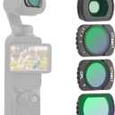 UTEBIT 3 Pack Filter Set with 0.75X Wide Angle Lens,Magnetic Variable Fader ND2-32 CPL Filter Black Diffusion 1/4 Filter Compatible with DJI Osmo Pocket 3 Creator Combo, Multiple Lens/HD Optical Glass