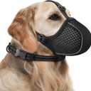 Dog Muzzle,Soft Nylon Muzzles Anti Biting Barking Chewing,Breathable Reflective Adjustable Loop Pets for Small Medium Large Sized Dogs,Allows Panting and Drinking(Black M)