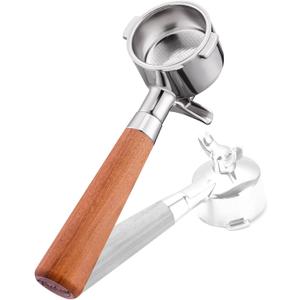 51mm 2 Ear Portafilter for DeLonghi EC200/EC221/EC330/EC152/EC0310- Stainless Steel Handle with Precision Basket and Siam Rosewood Grip