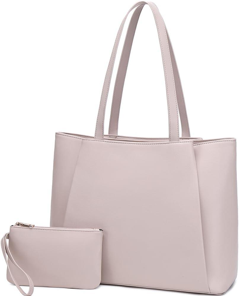 15.6 Inch Work Bags Waterproof Laptop Bag, Large Capacity Office Purse Computer Briefcase Durable Shoulder Bag (Nude)