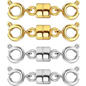 Double Magnetic Necklace Clasps and Closures 14K Gold and Silver Bracelet Extender Jewelry Clasps Converters for DIY Jewelry Making