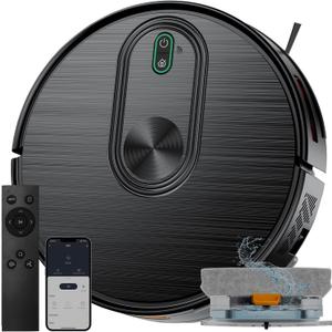 Robot Vacuum and Mop Combo, 6500Pa Strong Suction, 2 in 1 Robotic Vacuum with Gyro Inertial Navigation, 200 Min Runtime, App/Wi-Fi/Voice Control, Slim, for Pet Hair, Hard Floor, Carpet