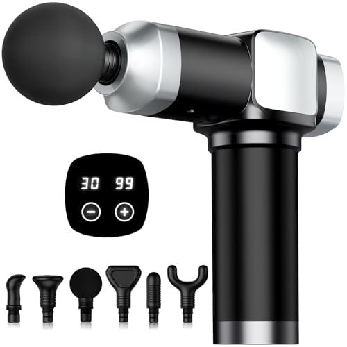 CAMEFER Deep Tissue Massage Gun, Portable Percussion Electric Muscle Massager for Pain Relief, Handheld Massagers with 30 Speeds & 6 Attachments for Back and Neck, Gifts for Men Women