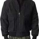 mens Multi Combo Bomber Jacket Standard (Black, XXL)