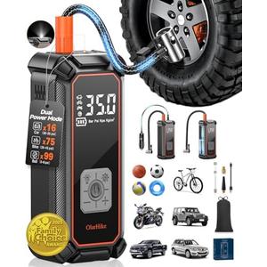 OlarHike Cordless Tire Inflator Portable Air Compressor, 150PSI Dual Power - 5400mAh & 12V DC, Air Pump for Car Tires, Bike, Motorcycle, Bicycle, Electric Pump with LED Light & Digital Pressure Gauge