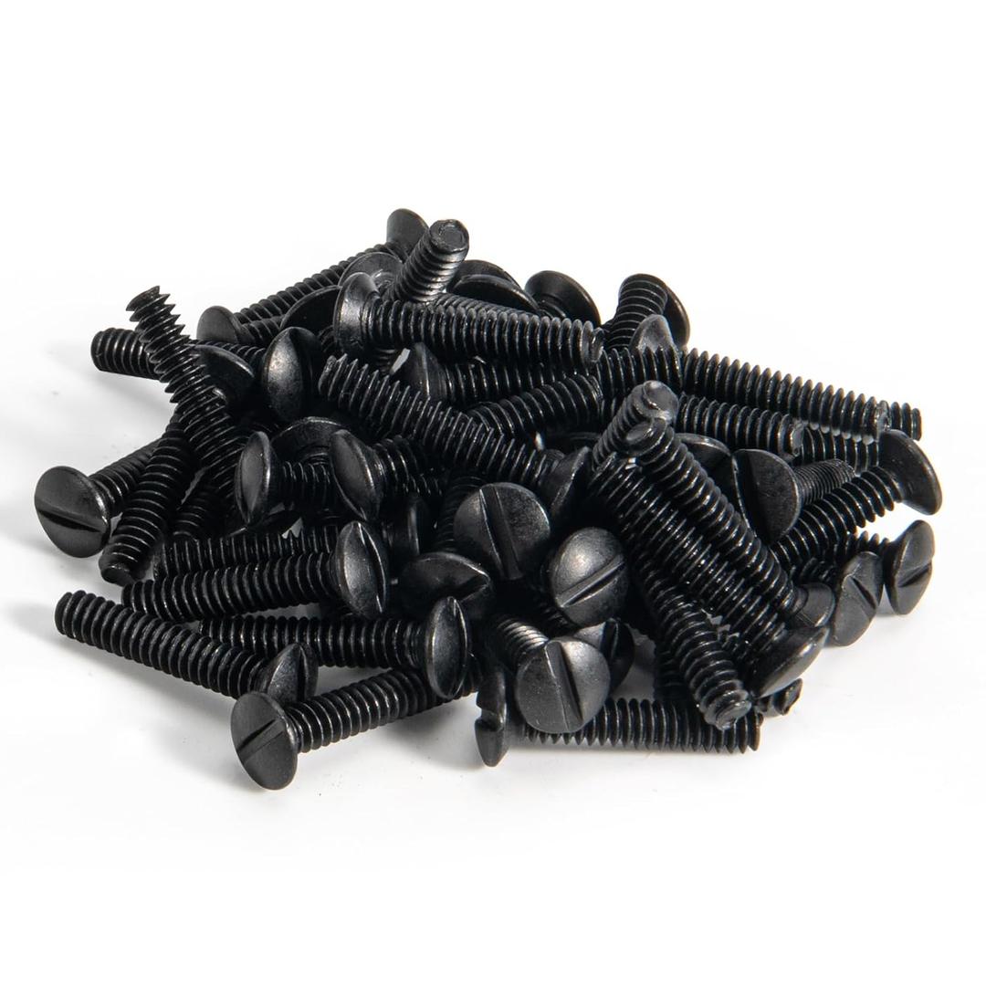 Henne Bery 3/4" Long 6-32 Thread, Oval Head Milled Slot Replacement Wall Plate Screws, 50 Pack, Black