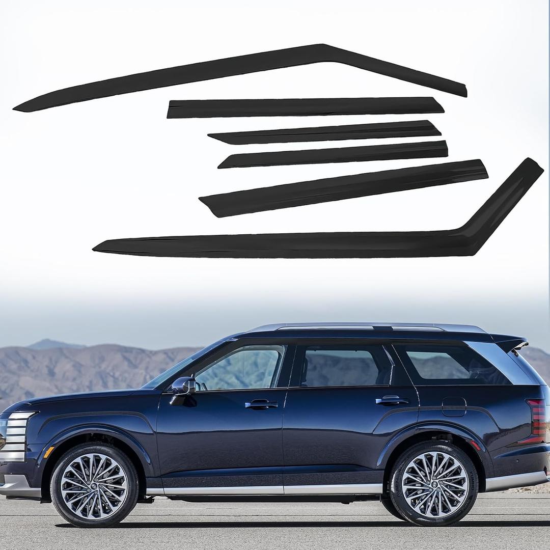 Tape-On Window Visors Rain Guards for Hyundai Palisade 2026, Window Deflectors, Reduce Wind Noise & Weather Protectionr for Hyundai Palisade 2026 Accessories (6 Pcs)