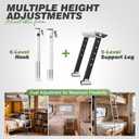 Marudina RV Bunk Ladder, 11-Level Adjustable 57"-66", Wide Anti-Slip Steps | 350lbs Capacity, Lightweight Aluminum Frame with Flexible Hooks, Step Ladder for RVs, Campers & Dorms