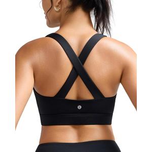 RUNNING GIRL Sports Bra for Women,Molded Cup Strappy Running High Impact Sports Bra with Sewn in Pads (Small, Black)
