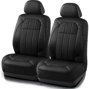 Road Comforts Car Seat Covers, Breathable Leather Seat Covers, Car Seat Covers Front Seats Airbag Compatible, Automotive Seat Covers for Most Cars, Vans, Trucks, SUV-Black