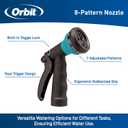 Orbit 26381 Coil Garden Hose, 25 Feet, with 8-Pattern Hose Nozzle (Blue)