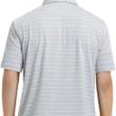 M MAELREG Boys Polo Shirt Short Sleeve Performance Moisture Wicking Dry fit Casual Striped Golf Shirts for Boys (8 Years, Light Grey Stripe)