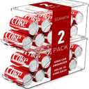 SCAVATA 2 Pack Stackable Refrigerator Organizer, Soda Can Dispenser Pop Cans Container Beverage Holder with Lid for Fridge, Freezer, Kitchen, Clear Plastic Storage Bins-Holds 10 Cans Each
