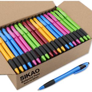 Pens Bulk, 60 Pack Gripped Slimster Ballpoint Pens Black Ink 1.0mm Medium Point Smooth Writing, Click Pens with Comfort Grip for Teachers, Students, Restaurant Servers, School & Office Use