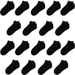JAMEGIO Janegio 18 Pairs Kids' Low Cut Half Cushion Sport Ankle Socks Boys Girls Ankle Socks