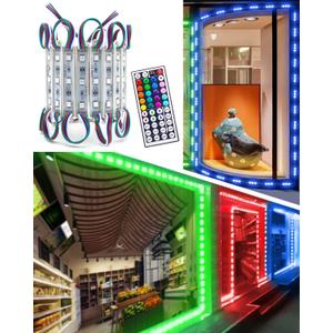 LED Storefront Lights for Business Waterproof Decorative Light for Advertising Letter Signs 4 Set 5050 SMD Window Strip Lights 40ft 80 Pieces LED Module Lights (RGB light)