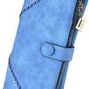 Women Vegan Leather Wallet Bifold Clutch Large Capacity Card Organizer Buckle Long Purse for Girls Candy Color
