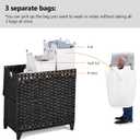 Laundry Hamper with 3 Removable Liner Bags; 132L Handwoven Rattan Laundry Basket with Lid & Heightened Feet; Clothes Hamper with Side Handles; Laundry Sorter with 3 Separate Sections