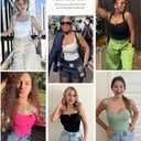 FeelinGirl Bodysuit for Women Black Tank Top Tummy Control Slimming Square Neck Bodysuits Going Out Tops Jumpsuits Black XL