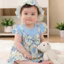 SUNNY PIGGY Baby Girl Clothes Newborn Infant Flower Girl Dresses Summer Outfit 0 3 6 9 12 18 24 Months Overall Skirt Set, 0-3 Months