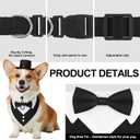 FunMular 3Pcs Formal Dog Tuxedo Accessories Set Adjustable Wedding Collar Bandana with Bow Tie Pet Top Hat for Large X-Large Dogs New Years Wedding Birthday Party