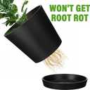 8 Inches Plant Pot for Plants Recycled-Based Composite Flower Planter with Drainage Holes and Saucers Durable Modern Pot for Indoor Outdoor Garden Plants and Flowers