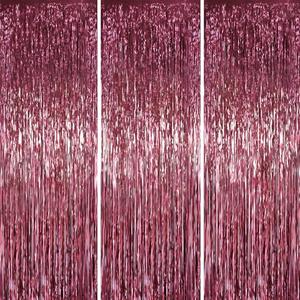 Voircoloria 3.3 x 6.6 ft Foil Fringe Backdrop Curtains, Tinsel Streamers Party Decorations, Fringe Backdrop for Birthday, Baby Shower, Gender Reveal, Graduation (3, Burgundy)
