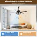 52 Inch Chandelier Ceiling Fans with Lights, Modern Ceiling Fan with Remote Control for Living Room Kitchen, Dimmable, 6 Speed Reversible DC Motor, Dual Finish, Black