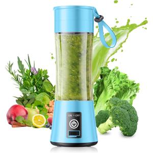 Cordless Portable Personal Size Blender - Mini Blender Make Smoothies and Shakes, 380Ml BPA Free Travel Cup, Powerful Blending Suit in Office/Home/Gym