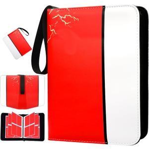 Card Binder 4 Pockets Zip Trading Card Binder for 400 Cards, PU Collection Binder with Removable Sleeves for 50 Pages, Portable Collector Album, Card Book for Game Card, Sports Cards, Gifts
