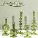 Rtteri 5 Pcs Glass Candlestick Holders Colorful Glass Taper Candle Stand Groovy Candlestick Wavy Boho Chic Clear Bases Holders Elegant Vase for Home Party Centerpiece(Green)