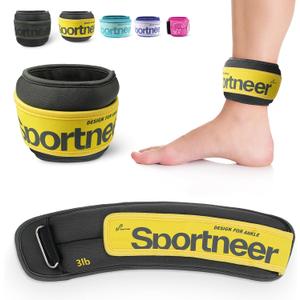 Sportneer Ankle Weights 0.5/1/2/3/5 LBS 1 Pair Wrist Leg Arm Weights for Women Men Kids Child with Adjustable Straps, Strength Weighted for Jogging Running Walking Fitness Gym Workout (Gray, 3lbs x 2)