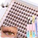 Brown Lash Clutsers Kit Wispy Eyelash Clusters Natural Lashes Extension Kit Dark Brown Individual Eyelashes with Lash Bond and Seal Kit 8-16MM DIY Lash Kit 120 Pcs Cluster Eyelash Extensions Kit
