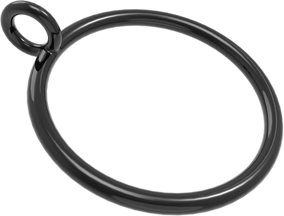 60 PCS Black Curtain Rings with Eyelets 1.5 in Inner Diameter Metal Drapery Rings for up to 1 in Rod, HeavyDuty RustResistant Sliding Rings for Curtains & Drapes