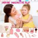 Wooden Makeup Toy Set for Girls Pretend Play Makeup Kit for Toddlers 3-5 with Bag, Birthday Gifts for Girls Toys Kids Aged 3 4 5 6 7 8