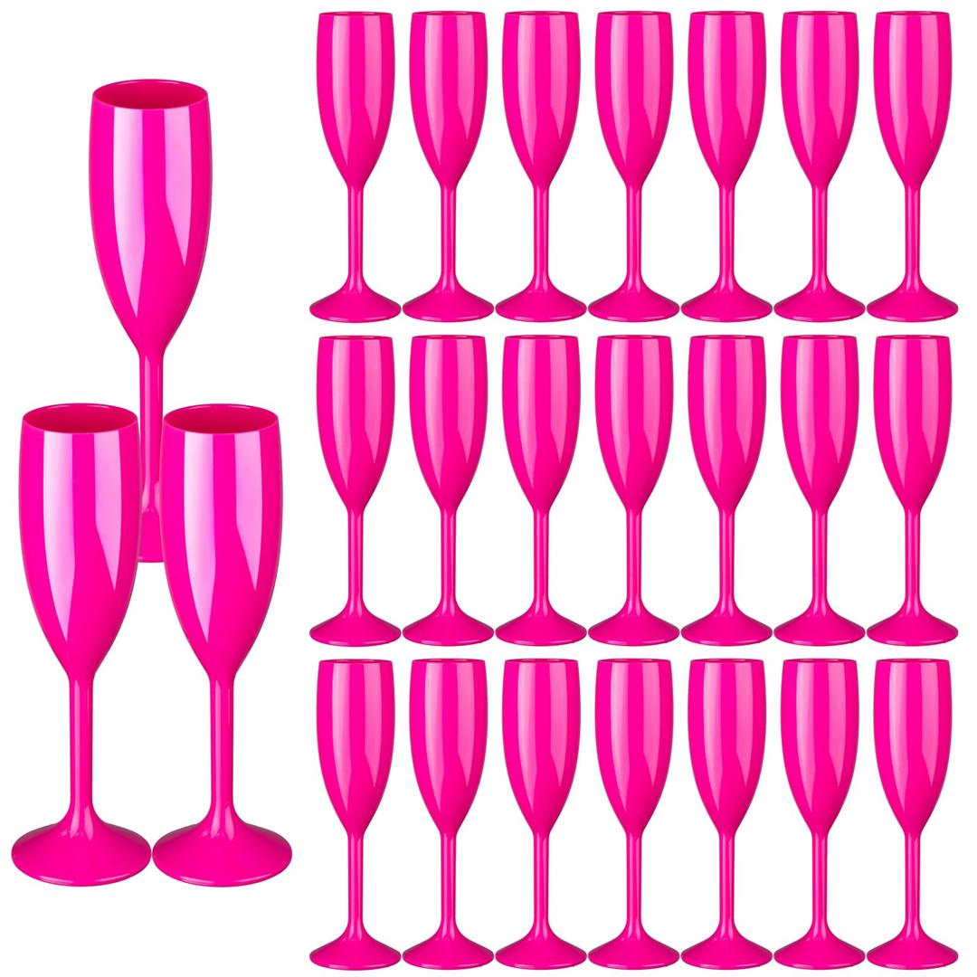 48pcs Pink Champagne Flutes,6OZ Acrylic Champagne Glasses Plastic Goblets Wine Mimosa Glasses Wedding Toasting Shatterproof Reusable Vintage Champagne Flute Drinking Cups for Bridal Christmas Party