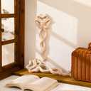 2 Pcs Wood Carved Onlay Wooden Appliques Versailles Medium Ribbon with Bow Drop Onlay Furniture Decals Bow Decor for Home Wall Door Dresser Bed Mantel Cabinet, 12.36 x 4.92 Inch