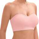 YHGV Strapless Bras for WomenPushUp NonSlip Bandeau Bra,Seamless Wirefree Padded Tube Top Convertible Straps Bralette Rose Tan, Large