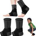 Tarpop 1 Pair Ankle Brace for Kids Compression Ankle Sleeves Adjustable Foot Support Brace Elastic Guard for Children Boys Girls Sports Running Jogging Dance Fitness Gymnastics(Black,Small)