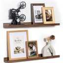Fun Memories Picture Ledge Shelf, 24 Inch Floating Shelves Set of 2, Nursery Book Shelves for Toys Storage, Kids Bookshelf Wall Mounted for Wall Decor Books Photo Frames, Walnut