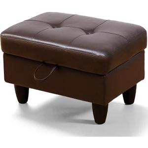 Ottoman Rectangular Storage Ottoman Bench, Faux Leather Footrest, Coffee Table, Stool Footstool with Hinged Lid for Living Room, Bedroom, Entryway, Brown, 28.5"x19"x17.5"