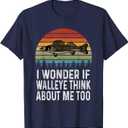 I Wonder If Walleye Think About Me Funny Walleye Fishing T-Shirt, S