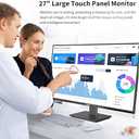 Touchscreen Monitor 27 Inch 2K 100Hz Gaming Monitor, QHD 2560x1440 IPS PC Monitor, 10-Point Multi Touch Screen Computer Monitor, USBC HDMI VGA Ports, Built-in Speakers