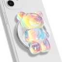 Magnetic 3D Gummy Bear Style Expandable Collapsible Mobile Phone Grip Stand Holder for Smartphone Tablet Cell Phone Accessory (Holographic)