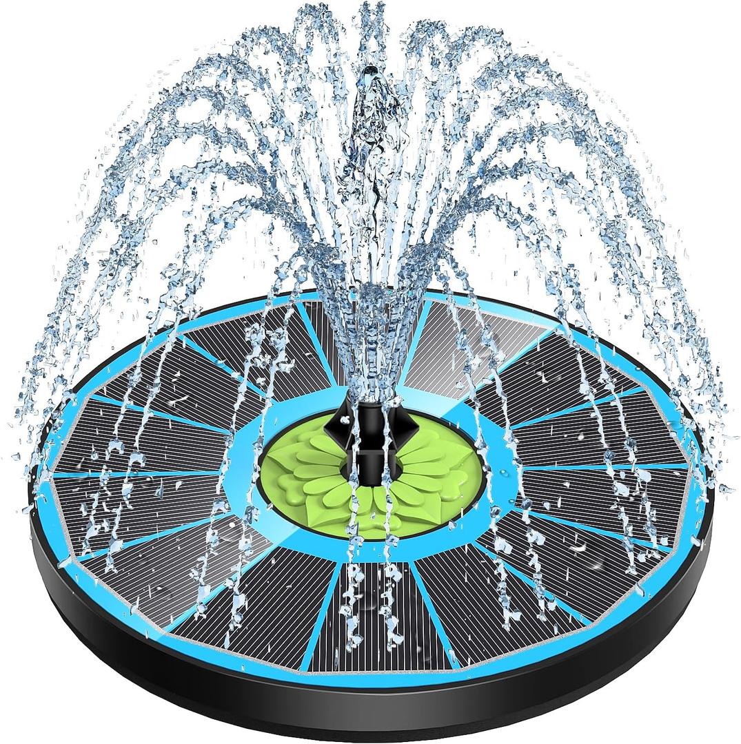SZMP Upgraded 3.5W Full Glass Panel Solar Fountain for Bird Bath, Floating No-Installation Solar Powered Water Fountain Pump with 7 Nozzles, for Garden, Pond Decor (Blue)