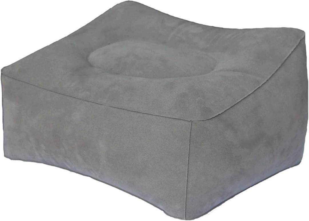 Inflatable Travel Pillow, Inflatable Travel Foot Rest Pillow, Leg Rest Pillow for Cars, Home, Office, Trains, Airplane, Grey