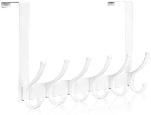 Optish Over The Door Hooks, Door Hanger Hooks for Hanging, Over The Doors Towel Racks for Bathroom, Coat Rack Dorm Room Essentials (1Pack, White)