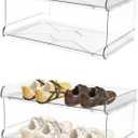 2 Tiers Acrylic Kids Shoe Rack,Shoe Organizer Storage for Shoe and Boot,Clear Shoes Shelf for Closet,Shoe Organizer for Entryway,for Hallway,Small Spaces,Garage,Closet (Medium)